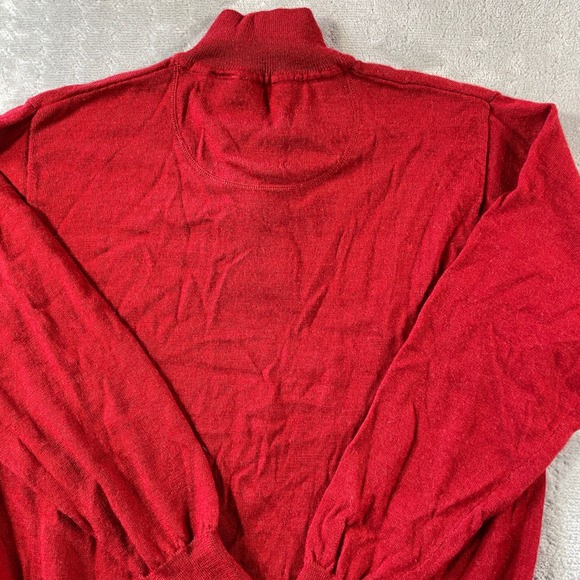 Orvis Sweater Mens Small Red Wool 1/4 Zip Pullover Luxury Holiday Preppy Casual - Picture 7 of 9